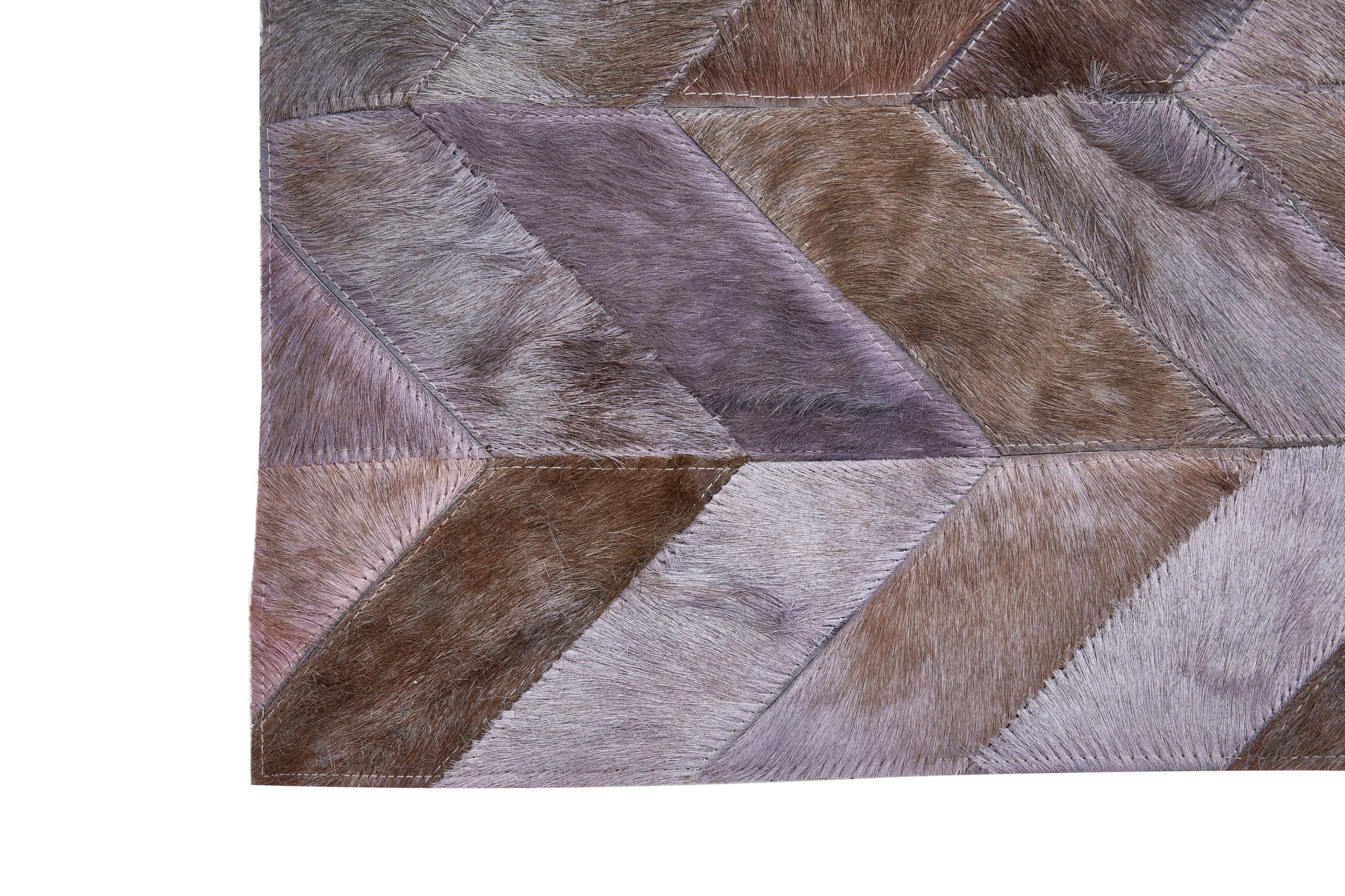 Sirocco Large Grey Hair on Leather Chevron Patchwork Rug 5 scaled jpeg