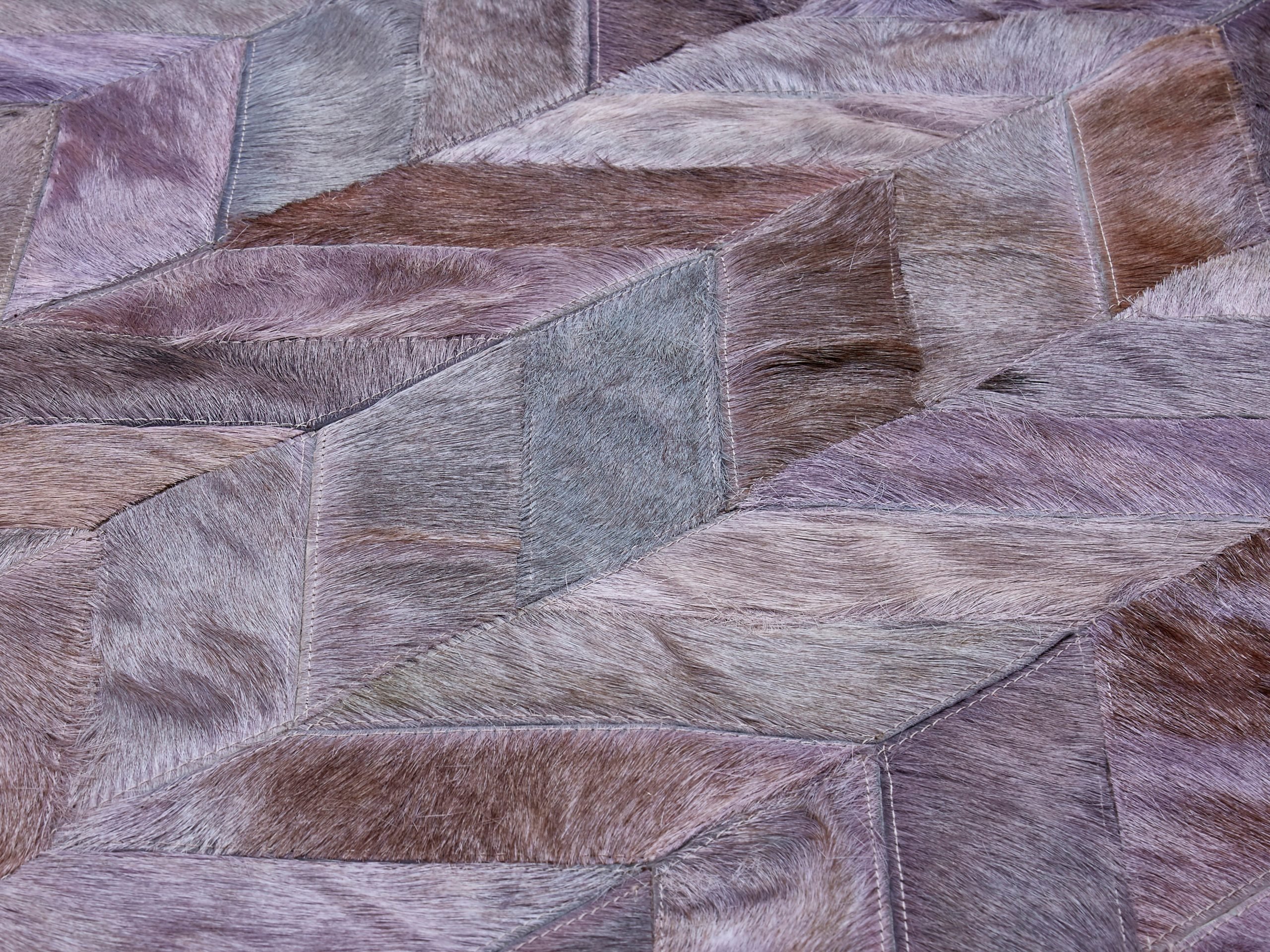Sirocco Large Grey Hair on Leather Chevron Patchwork Rug 4 scaled jpeg