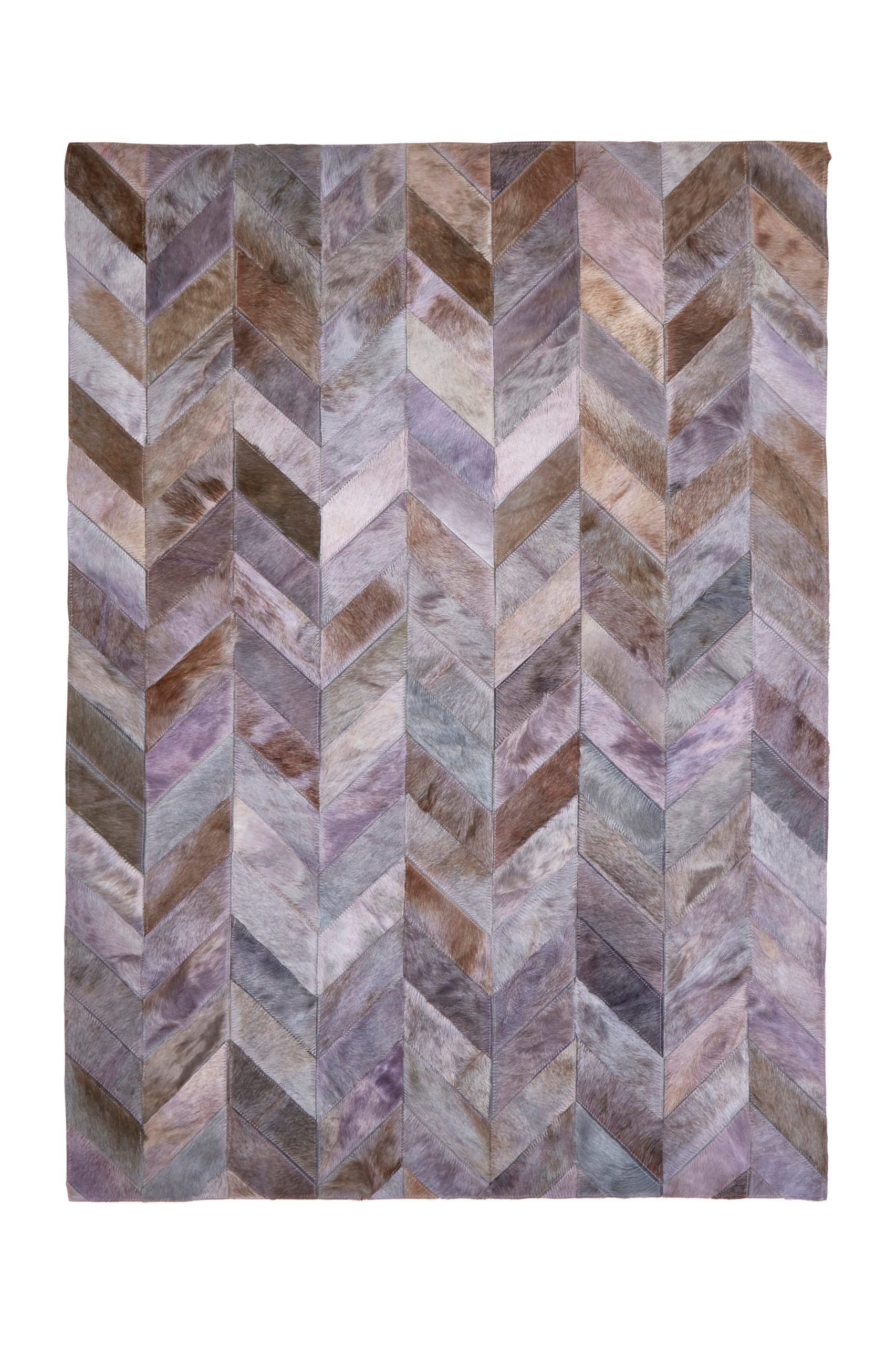 Sirocco Large Grey Hair on Leather Chevron Patchwork Rug 3 scaled e jpeg