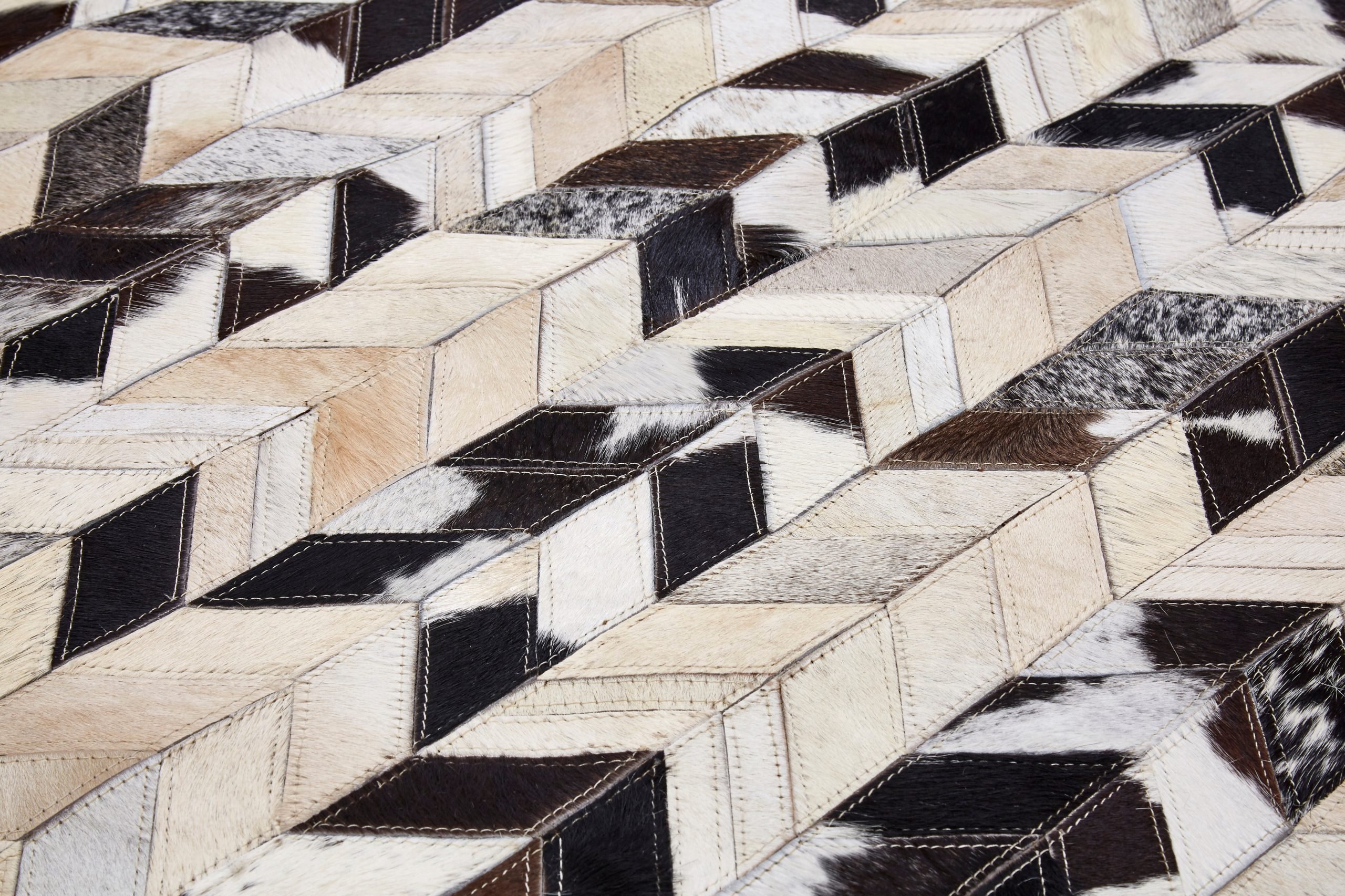 Sirocco Large Hair on Leather Chevron Patchwork Rug 8 scaled jpeg