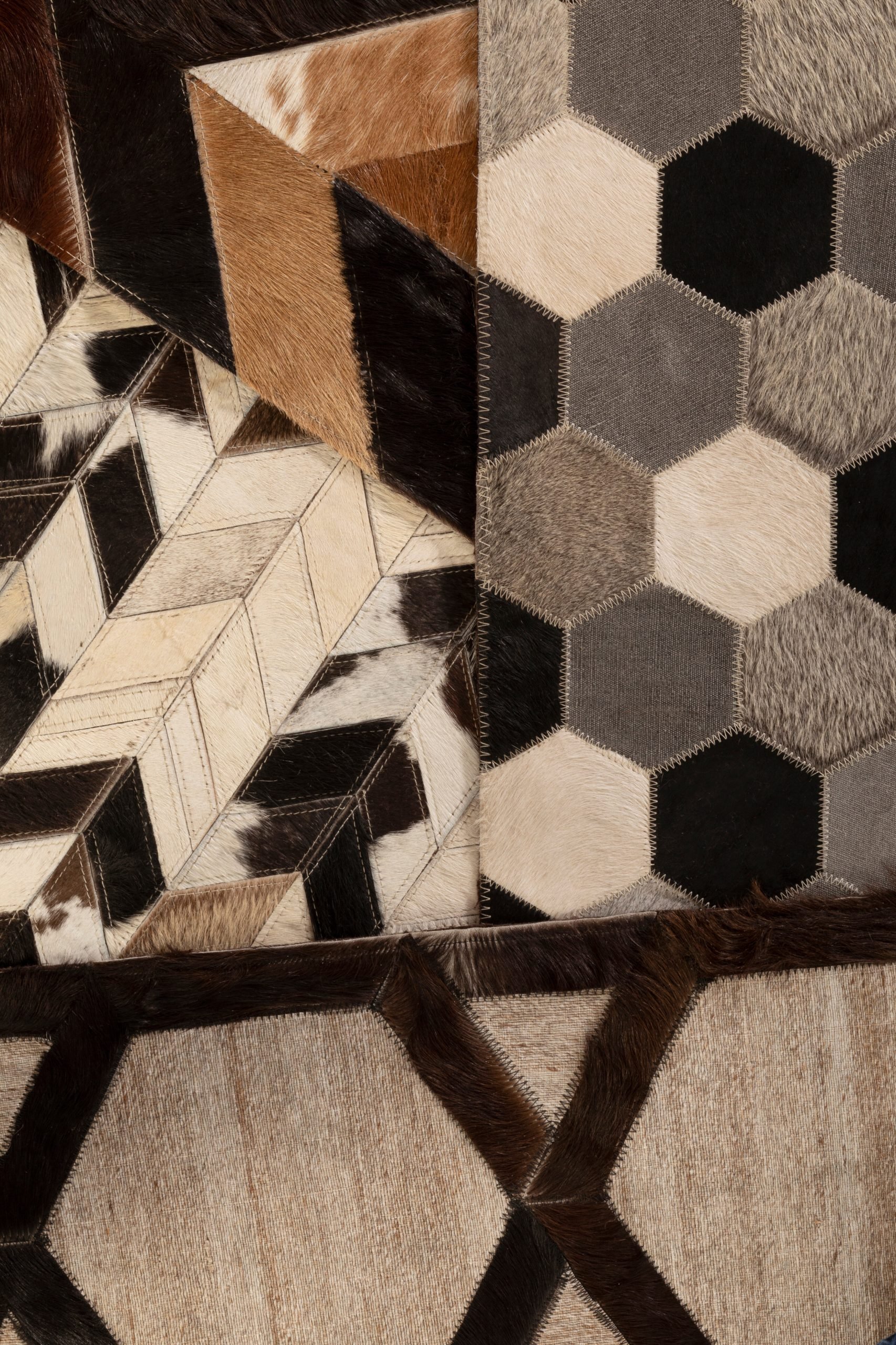 Sirocco Large Hair on Leather Hexagon Patchwork Rug 9 scaled jpeg