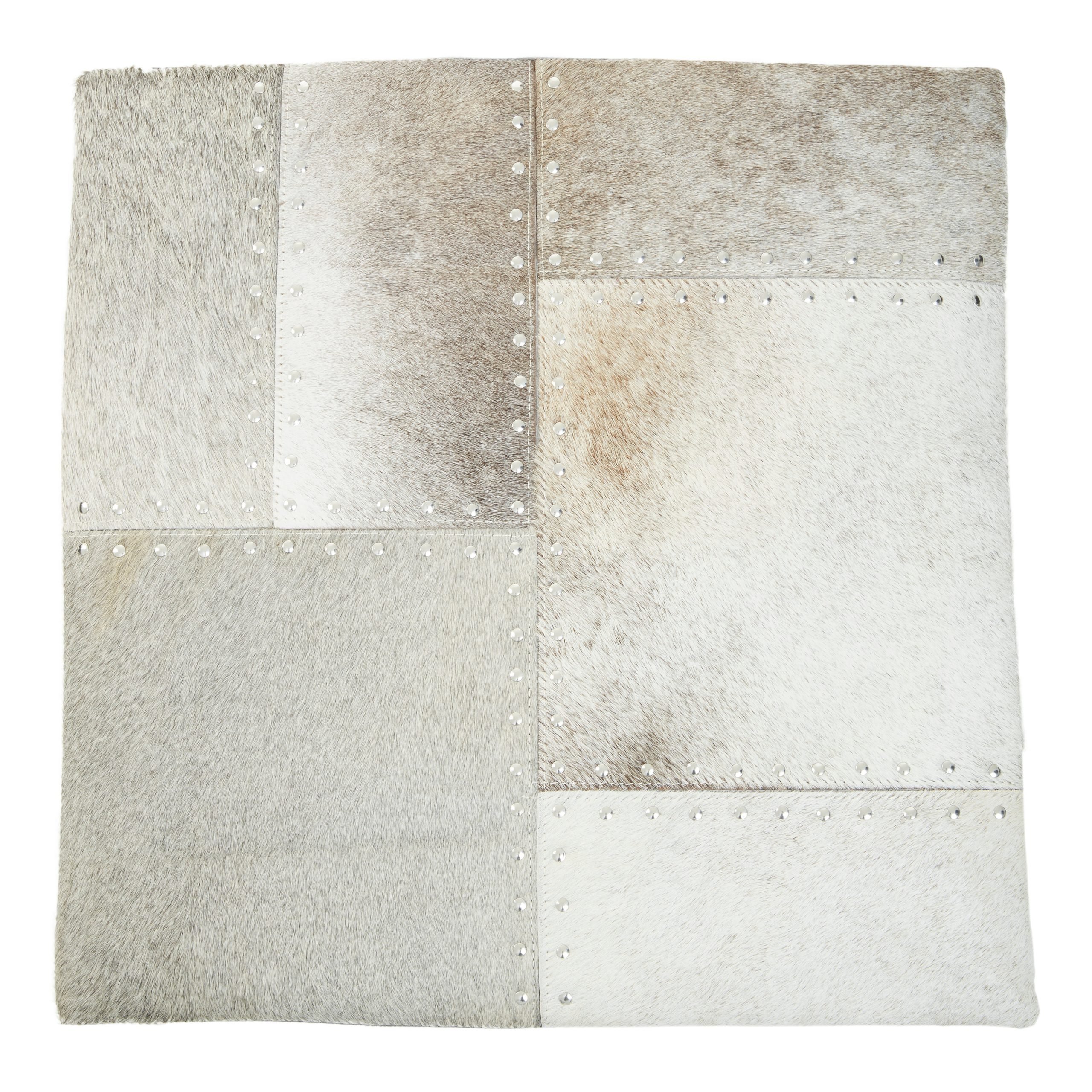 Sirocco Grey Hair on Leather Patchwork Cushion 3 scaled jpeg