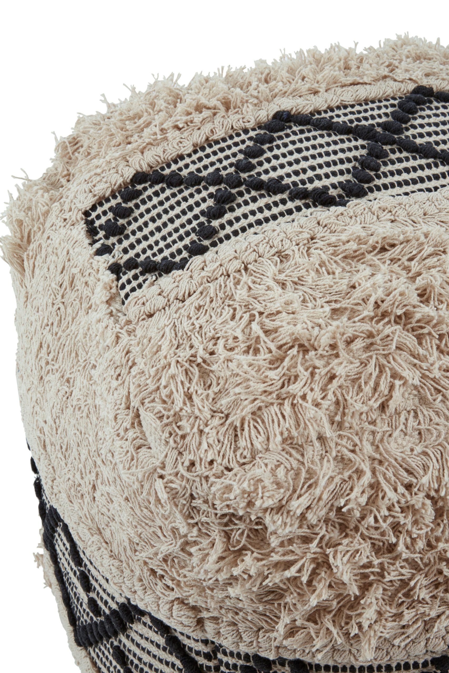 Circolo Black and White Shaggy Pouffe 6 scaled jpeg