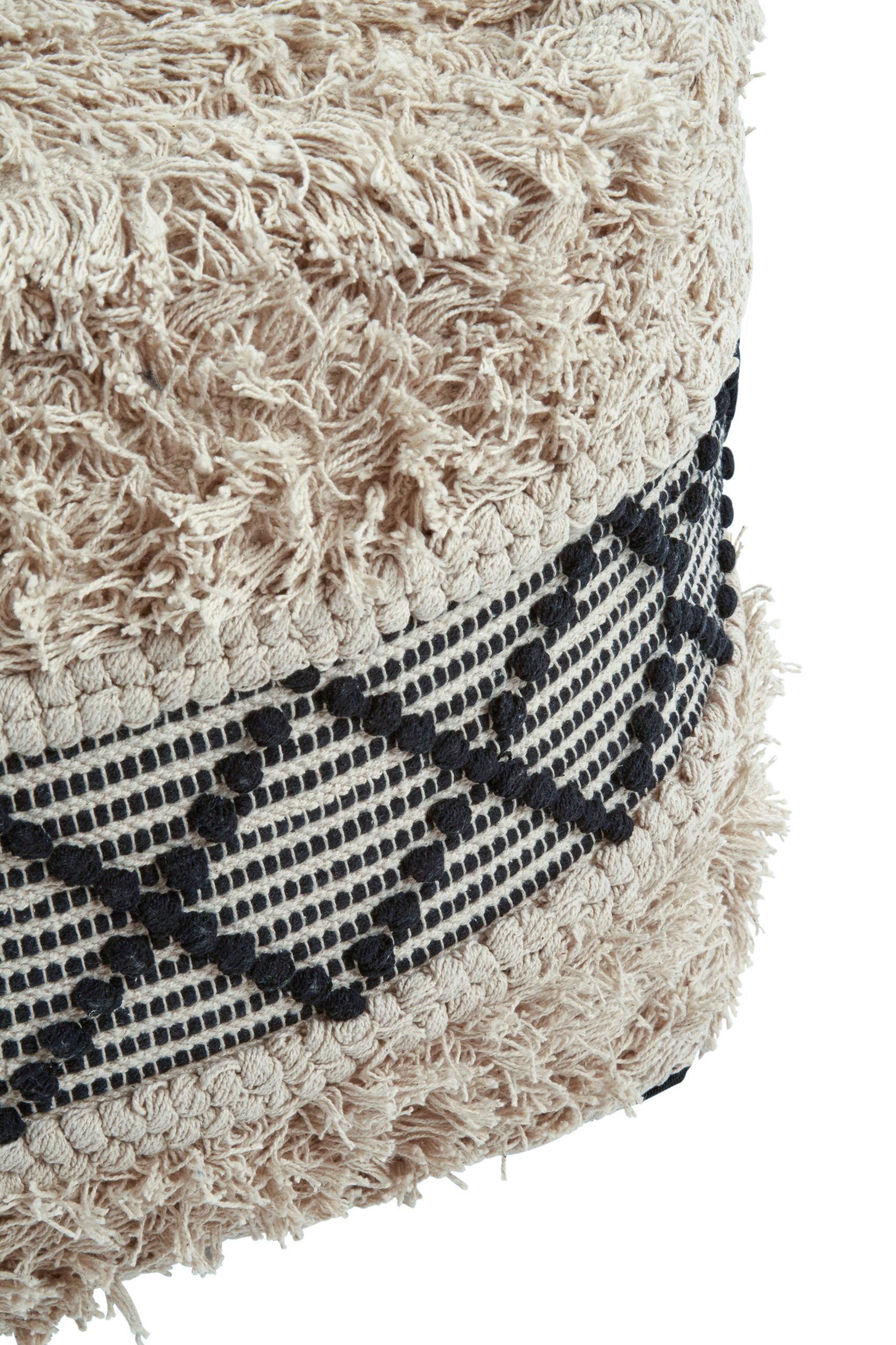 Circolo Black and White Shaggy Pouffe 5 scaled jpeg