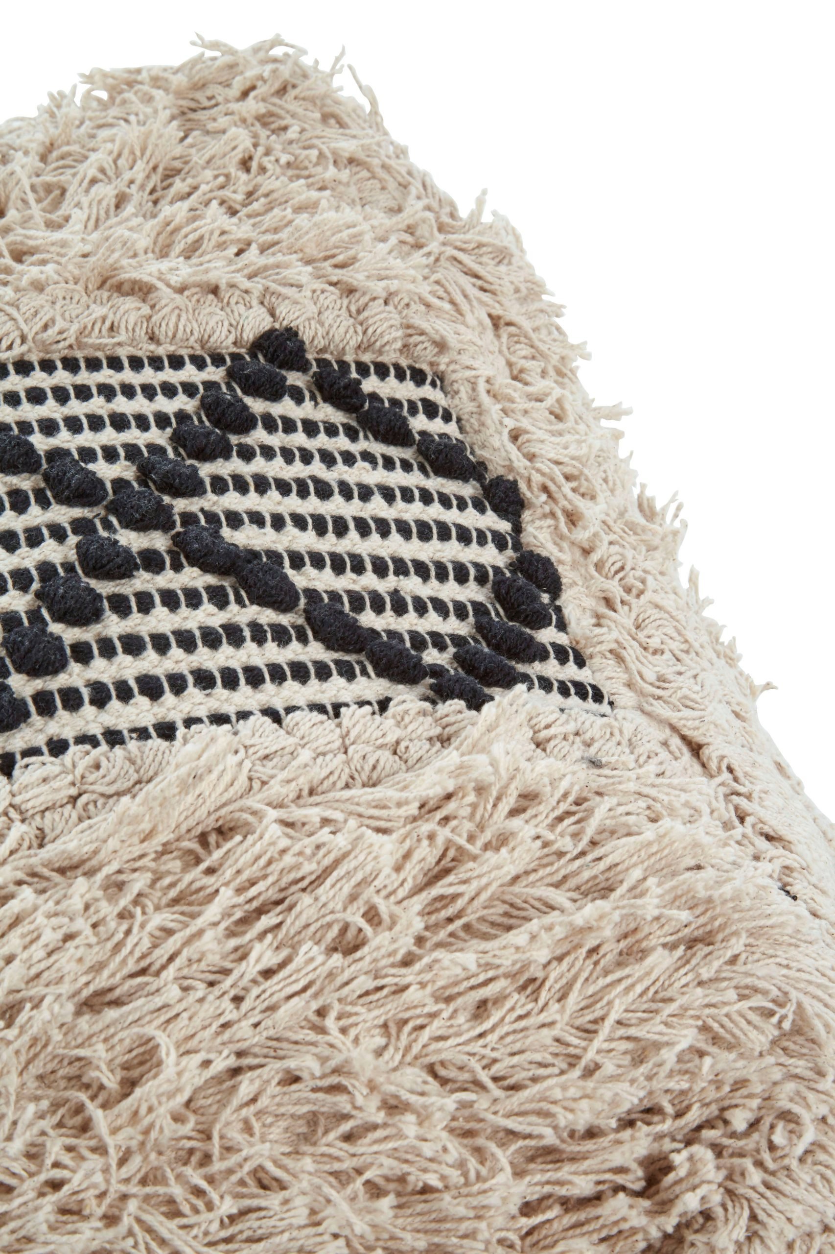 Circolo Black and White Shaggy Pouffe 4 scaled jpeg