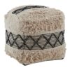 Circolo Black and White Shaggy Pouffe 1 scaled jpeg