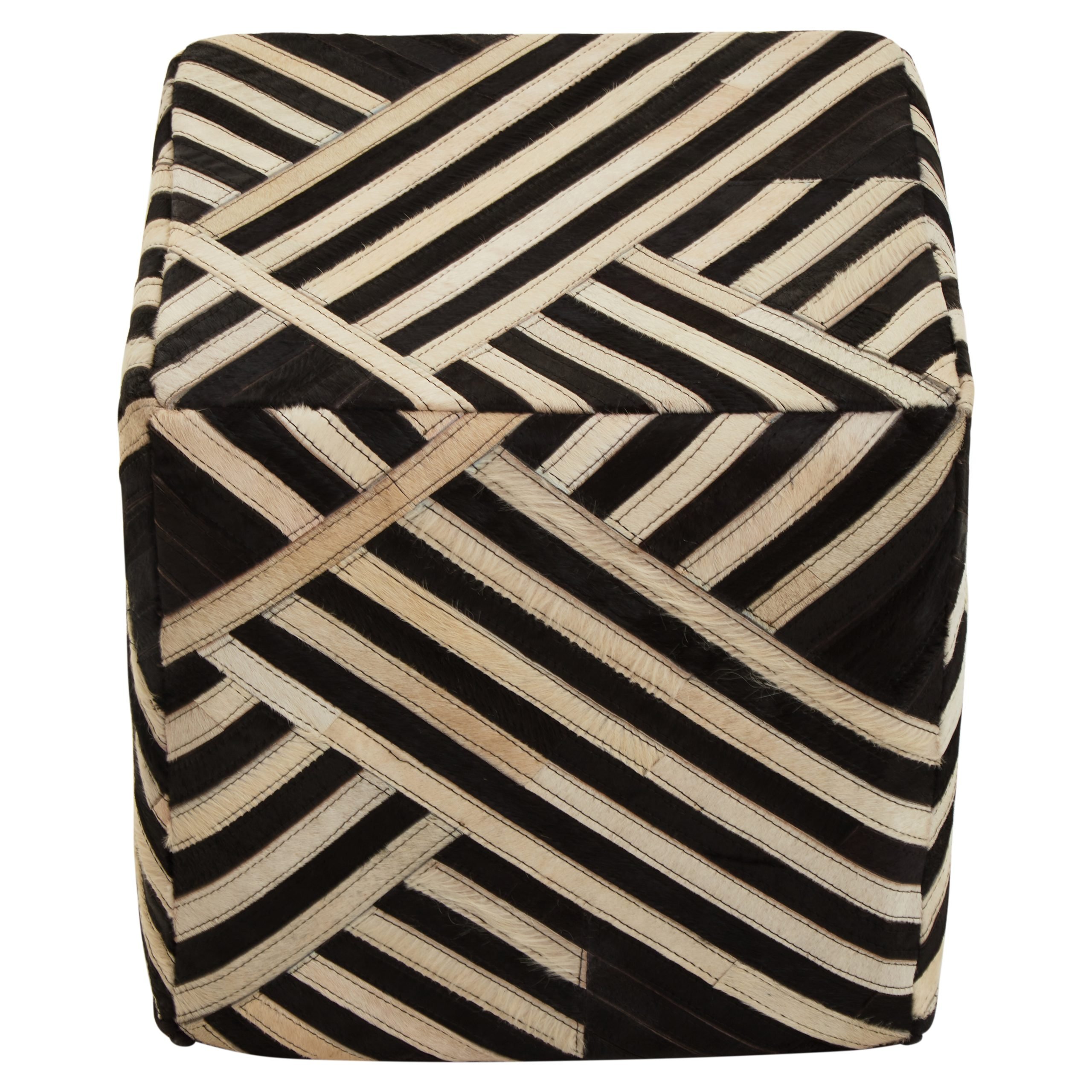 Sirocco Black And White Stripe Leather Pouffe 9 scaled jpeg