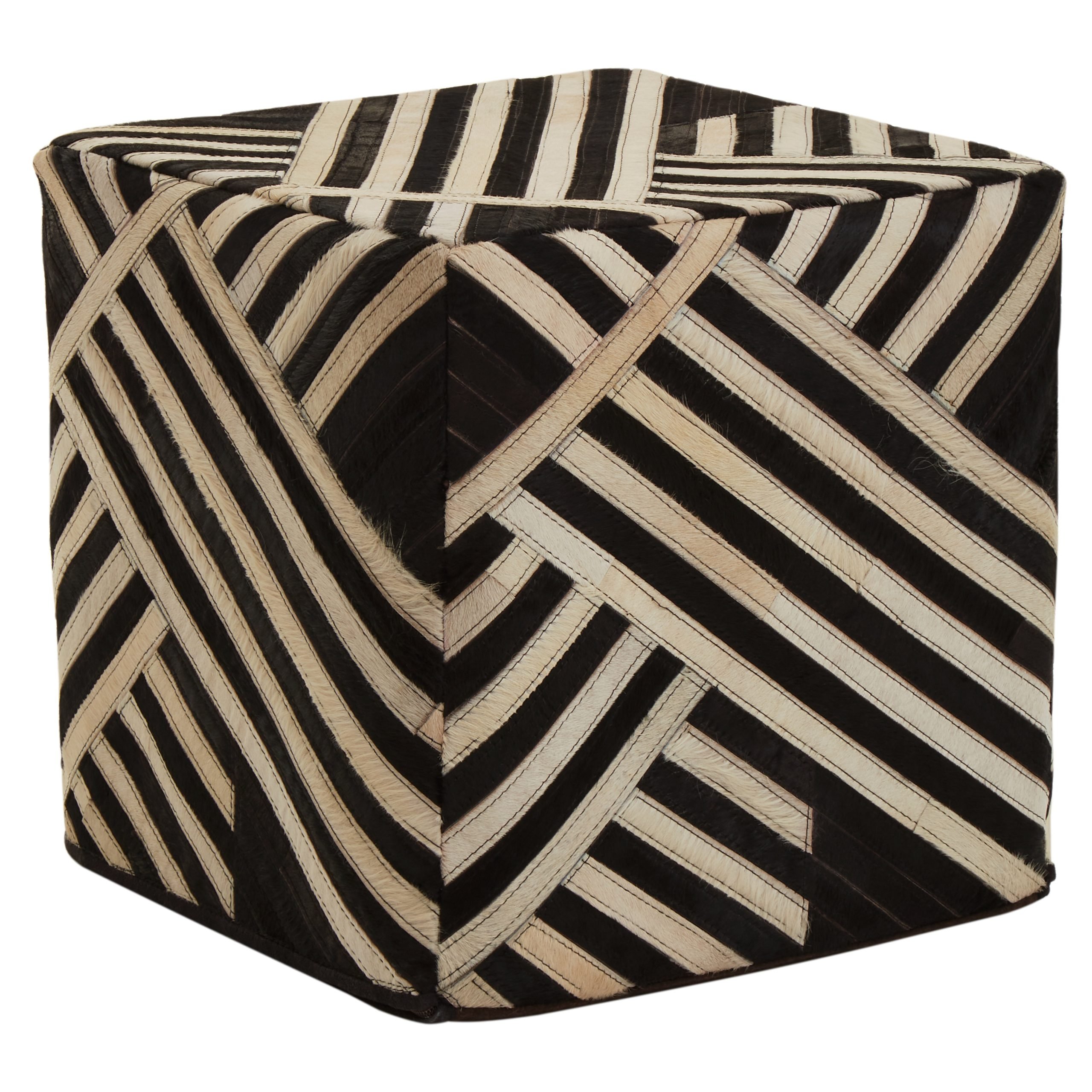 Sirocco Black And White Stripe Leather Pouffe 8 scaled jpeg