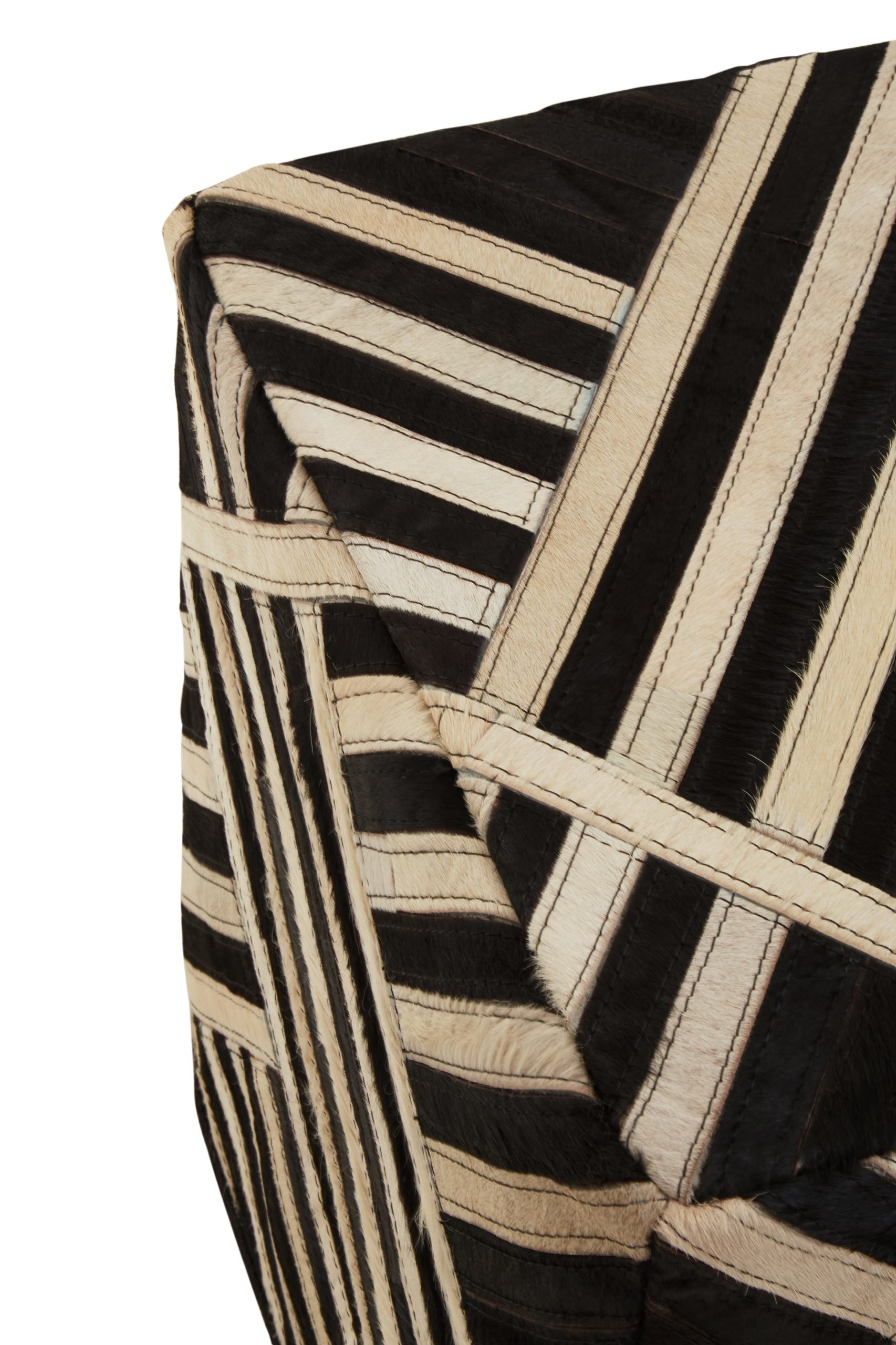 Sirocco Black And White Stripe Leather Pouffe 5 scaled jpeg