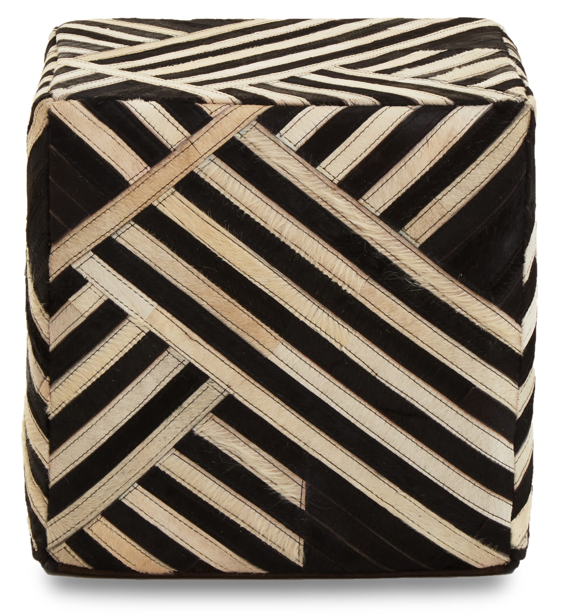 Sirocco Black And White Stripe Leather Pouffe 3 scaled jpeg