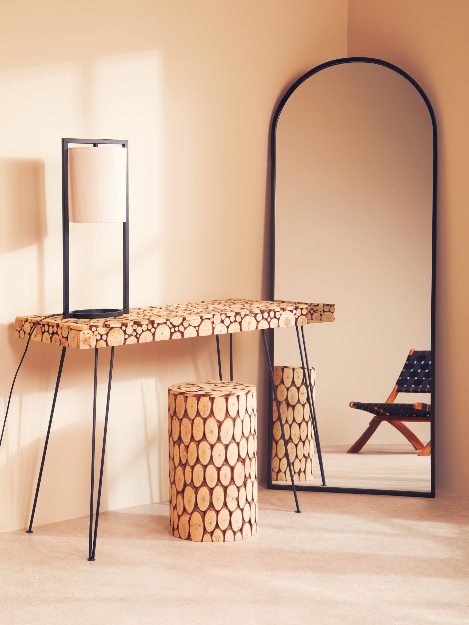 Loreto Fir Wood Side Table and Stool 3 scaled jpeg