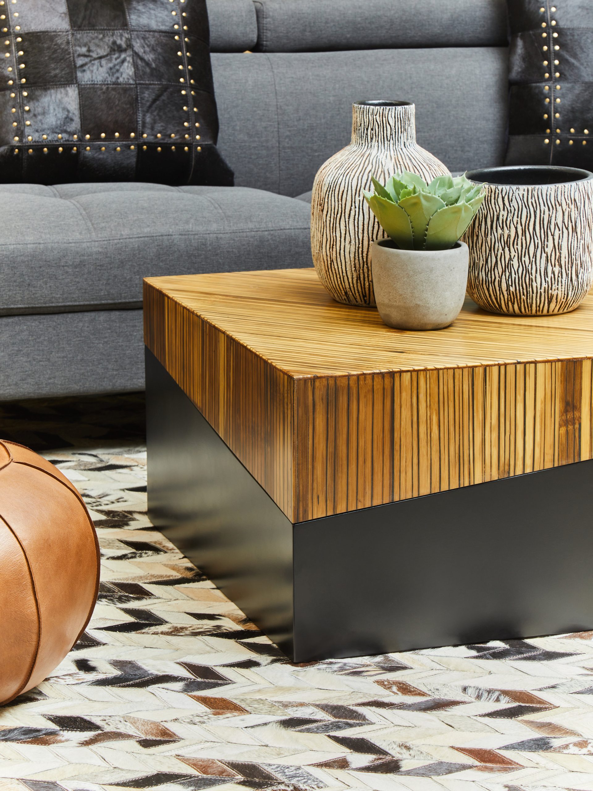 Sirocco Large Hair on Leather Chevron Patchwork Rug 5 scaled jpeg