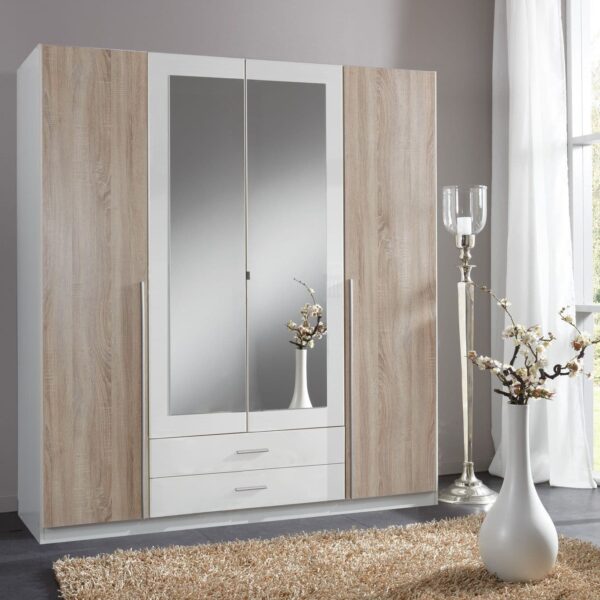 artic white and oak effect door drawer wardrobe p jpg