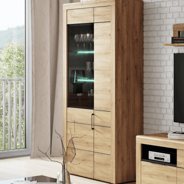 camar large oak effect door display cabinet k p png