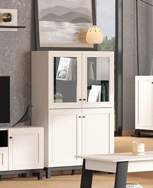 cassio cashmere taupe panelled low showcase display cabinet p jpg