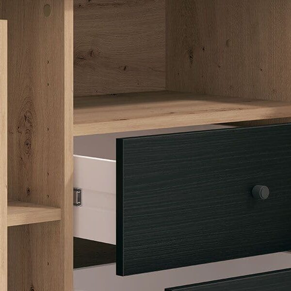 clifton slatted artisan oak effect and black tv unit p jpg
