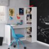 double matt white computer desk table with bookcase p jpg