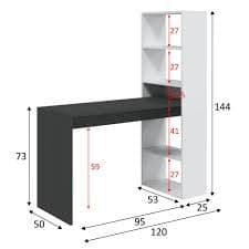 double white and grey effect computer desk table with bookcase p jpg