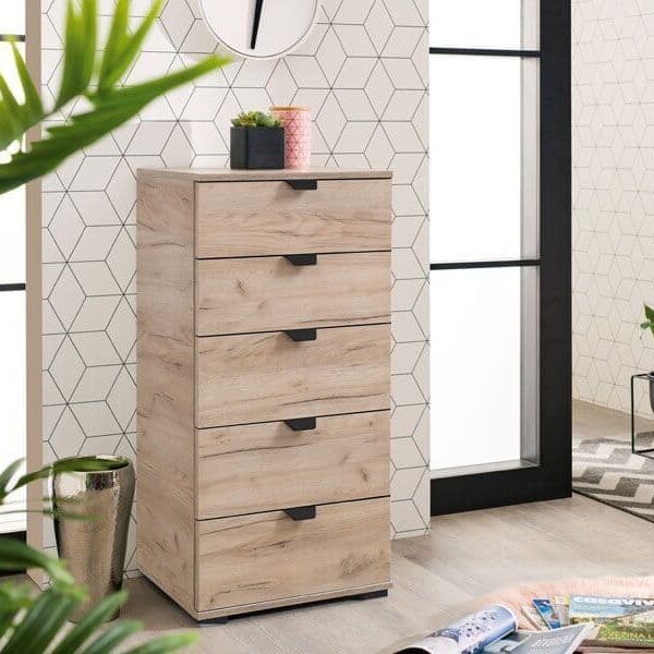 limone oak effect narrow drawer chest p jpg
