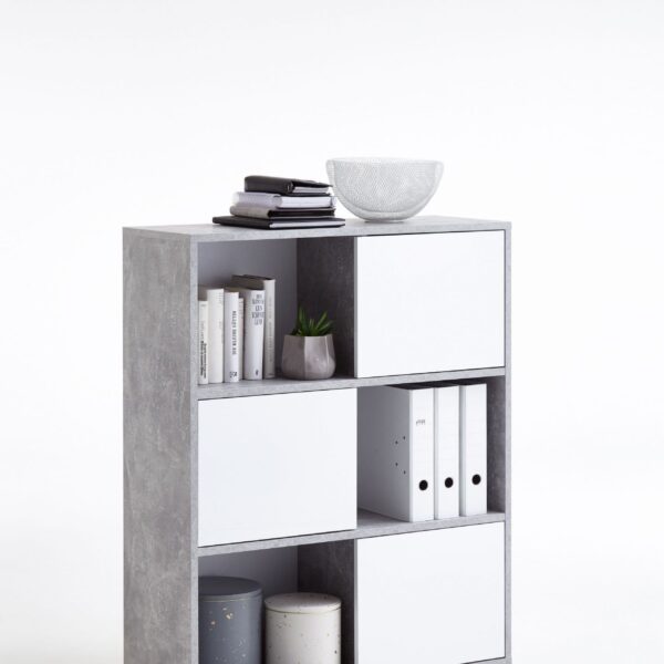 luiz concrete grey and white short bookcase p jpg