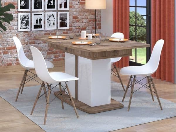 merlot white gloss and warm oak extending dining table p jpg