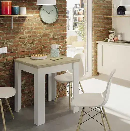 riccardo white and light oak effect small extending dining table p webp