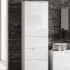 santino white gloss slim tallboy storage unit with cupboard and drawers s p png