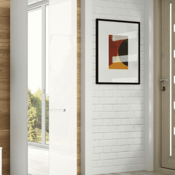 santino white gloss slim wardrobe with mirrored door s p png