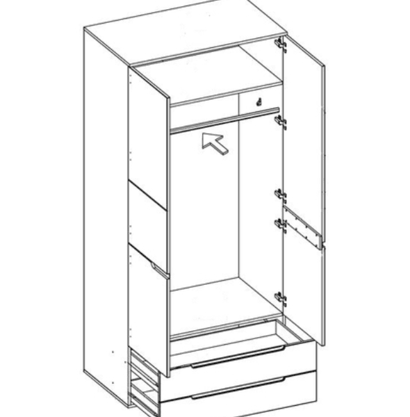 santino white high gloss door drawer wardrobe s p png