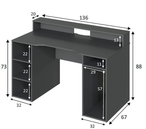 sega dark grey gaming desk with hutch p jpg