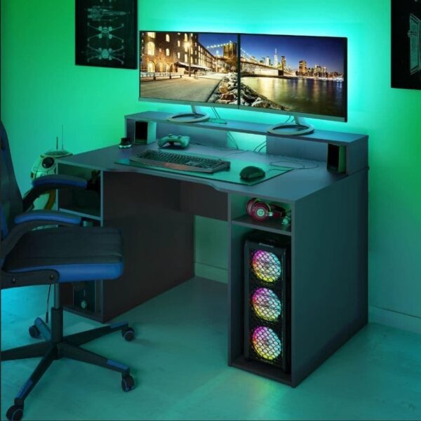 sega dark grey gaming desk with hutch p jpg