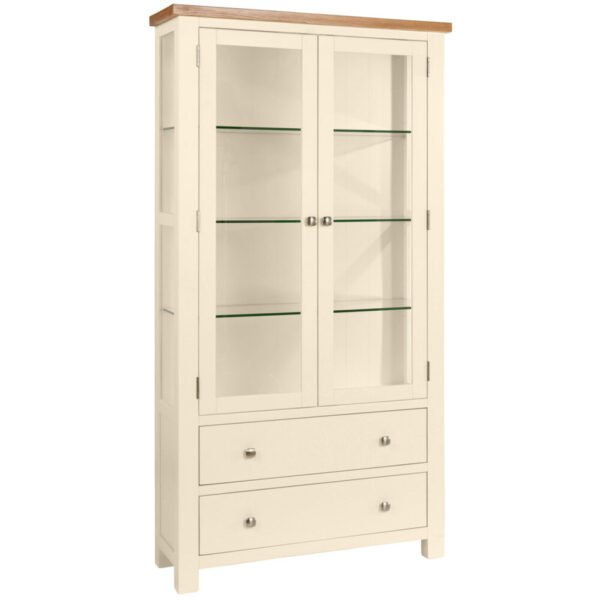 DPTPI painted glass display cabinet ornaments storage living dining oak top ivory x c default jpg