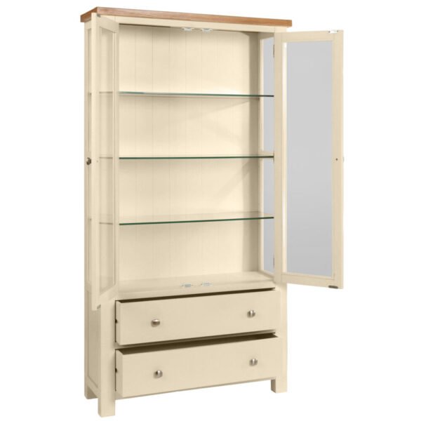 DPTPI painted glass display cabinet ornaments storage living dining oak top ivory open x c default jpg