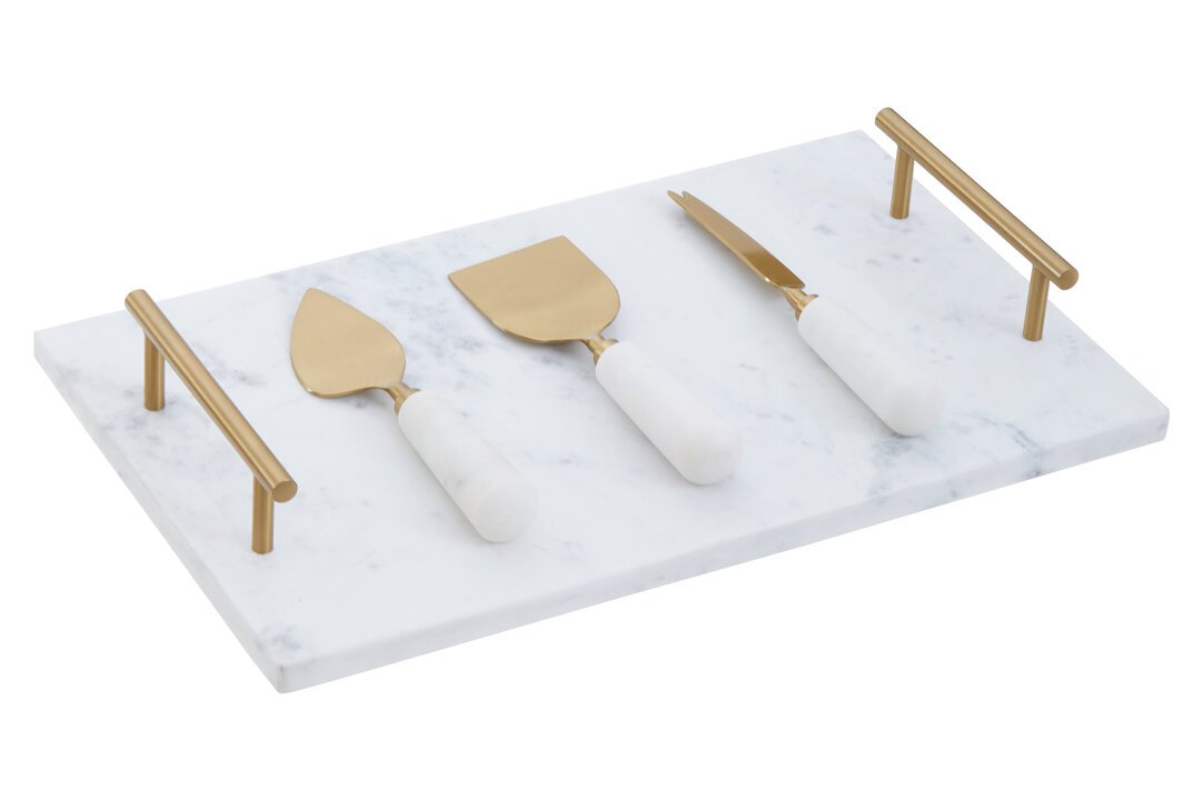 Marenza White and Gold Cheese Board and Knife Set 13 jpg