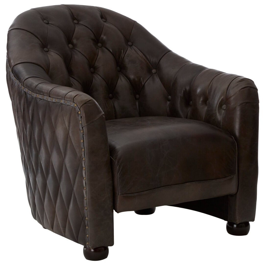 Vittorio Dark Grey Brown Leather Tub Chair 21 jpg