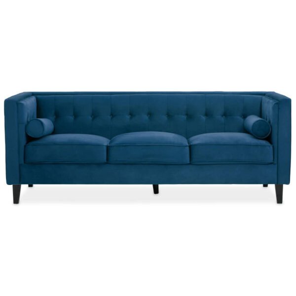 Helior 3 Seat Blue Velvet Sofa