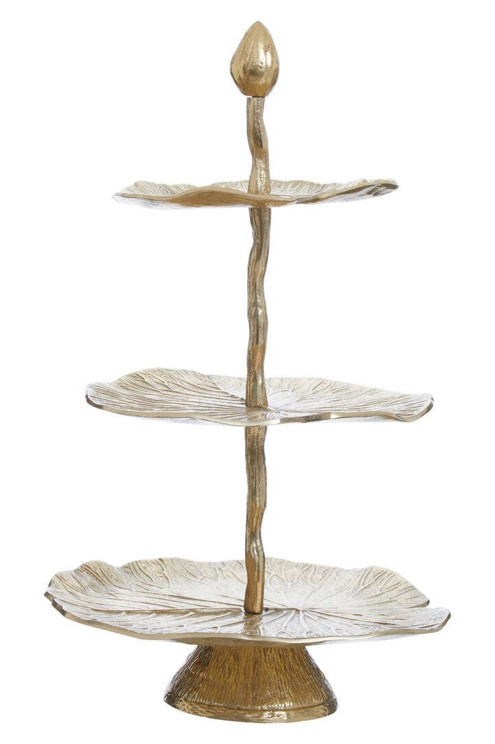 Salmera Three Tier Lotus Leaf Golden Cake Stand 9 jpg