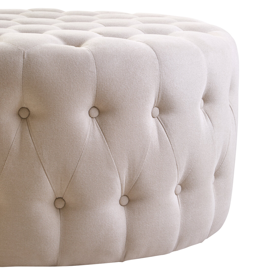 Haverly Beige Velvet Round Tufted Footstool 5 jpg