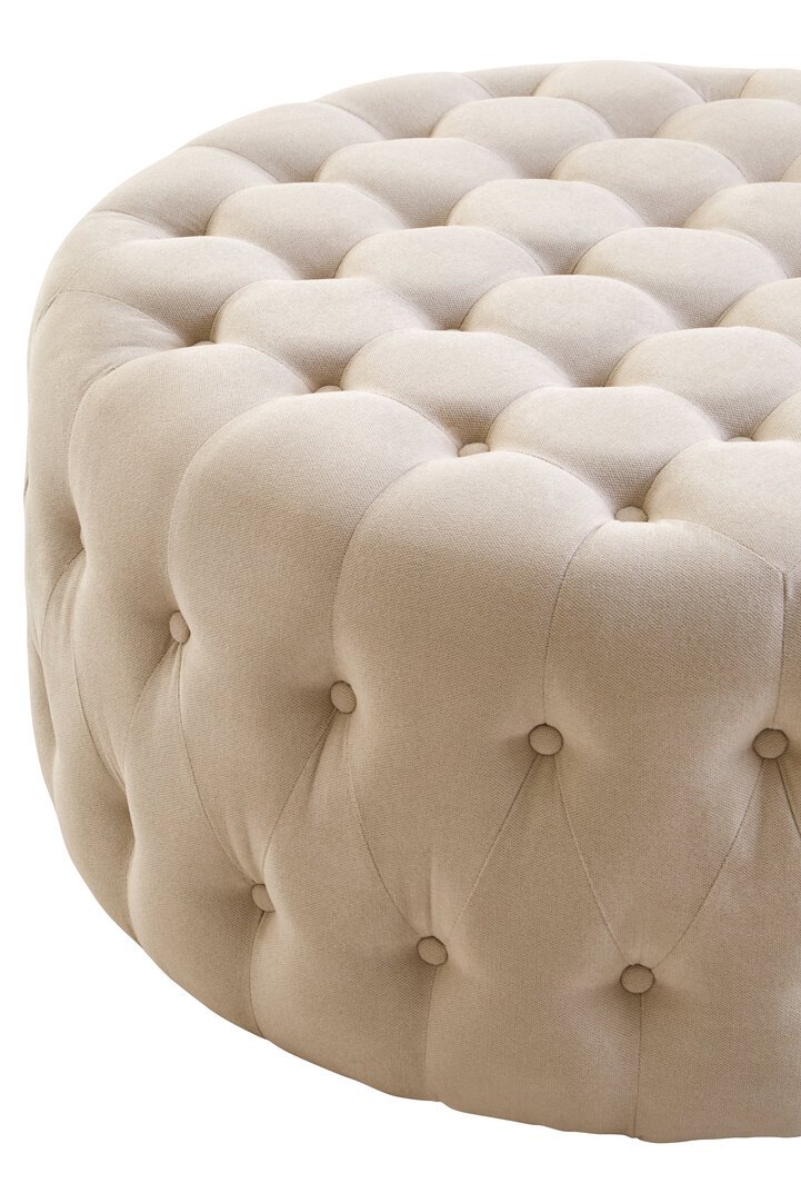 Haverly Beige Velvet Round Tufted Footstool 4 jpg