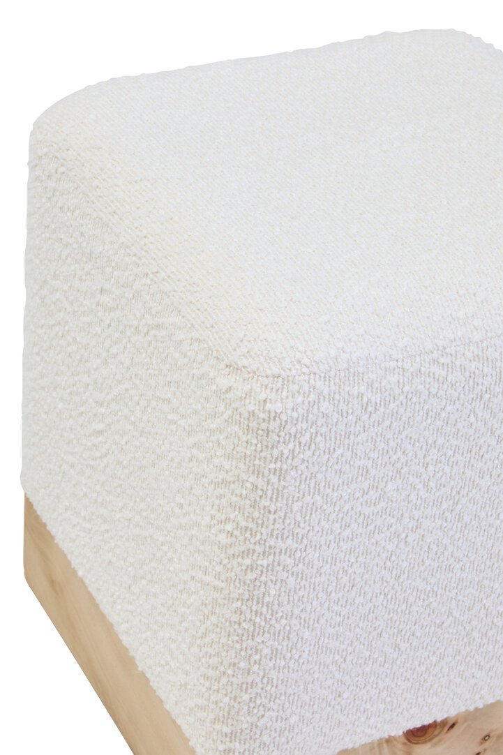 Motaro Burl Wood And Cream Boucle Sqaure Stool 15 jpg