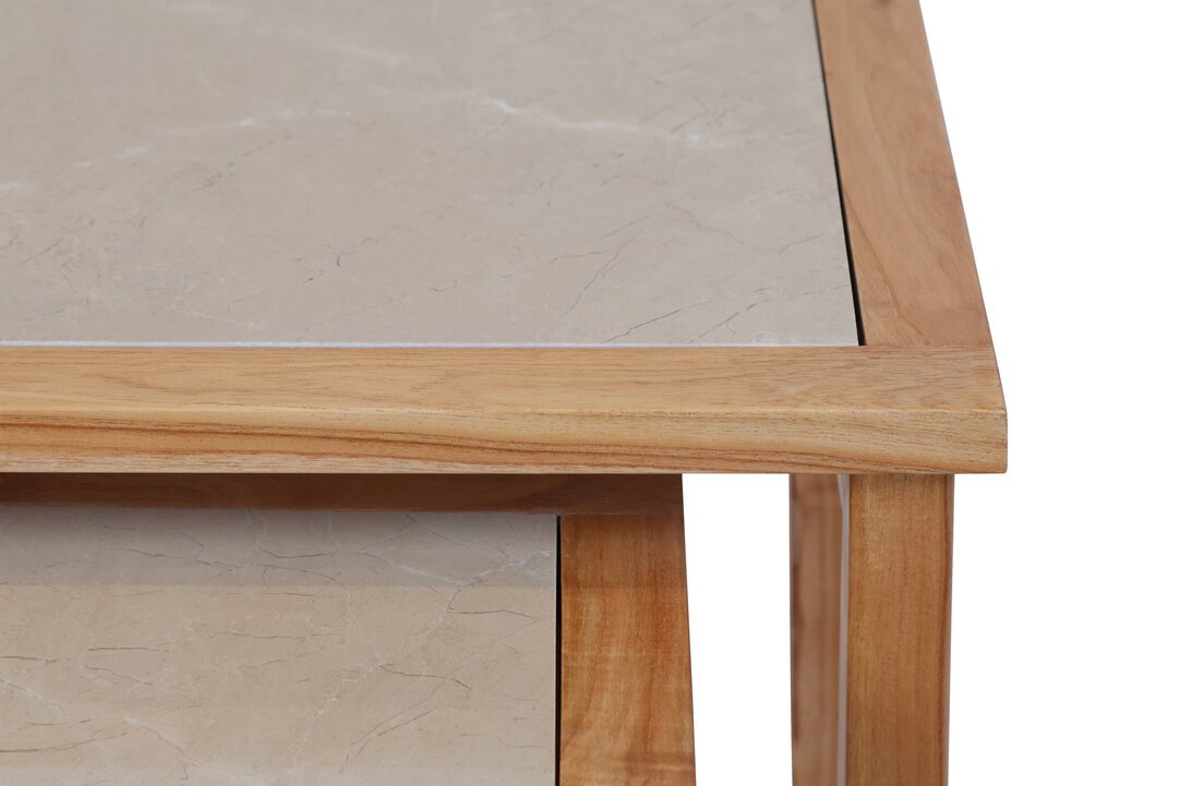 Womera Large Set Of 2 Wooden Side Tables With Cream Marble Tops 9 jpg