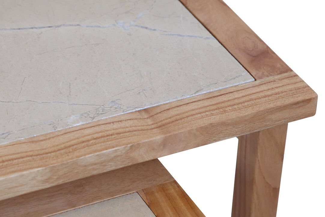Womera Small Set Of 2 Wooden Side Tables With Cream Marble Tops 9 jpg