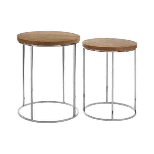 Aurelia Set Of 2 Mango Wood Top Round Side Tables