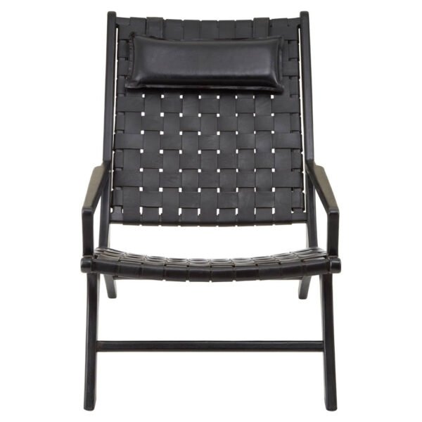 Kensington Black Leather Woven Chair