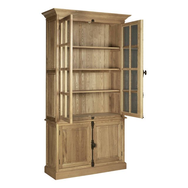 Lorette Oak Wood Tall Cabinet in Washed Grey Finish 8 Lorette Oak Wood Tall Cabinet in Washed Grey Finish - Image 5