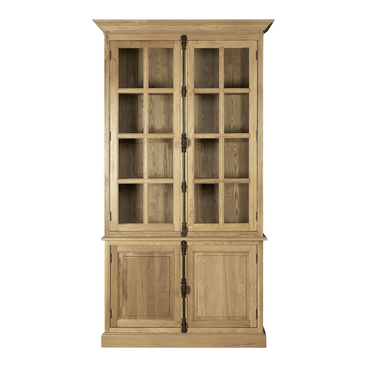 Lorette Oak Wood Tall Cabinet in Washed Grey Finish 3 Lorette Oak Wood Tall Cabinet in Washed Grey Finish