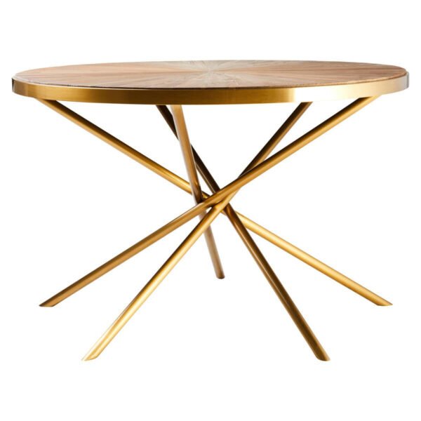 Janvier Round Fir Wood Dining Table with Splayed Legs