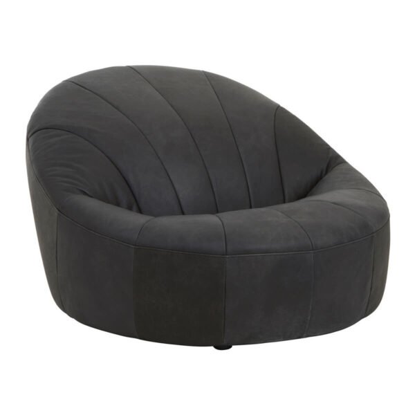 Haxton Antique Black Leather Lounge Cocoon Chair