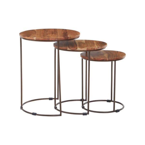 Bonnaire Nest Of Three Natural Acacia Wood Tables