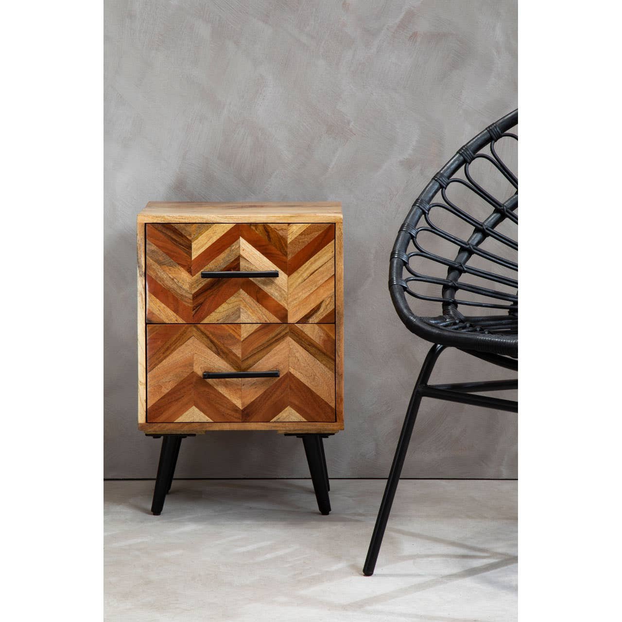 Bonnaire Two Drawer Bedside Table in Mango Wood 12 liv